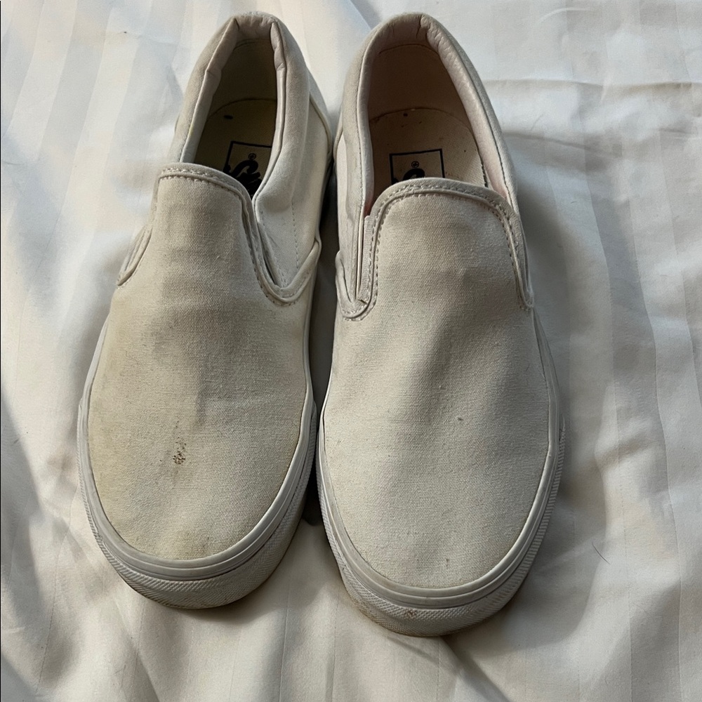 Vans White Slip-On Canvas Loafers